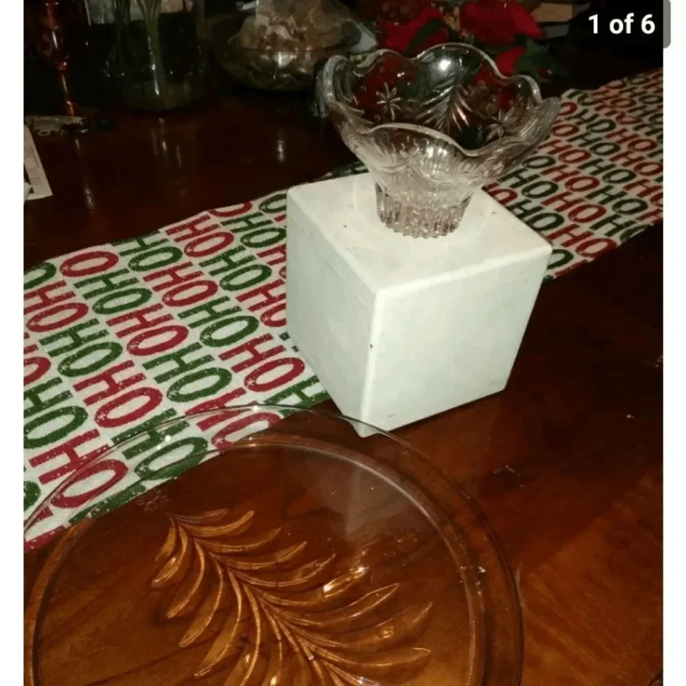 Vintage Indiana Glass 13 Inch Christmas Tree Platter & Matching Mikasa Nut Bowl